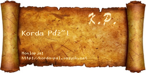 Korda Pál névjegykártya